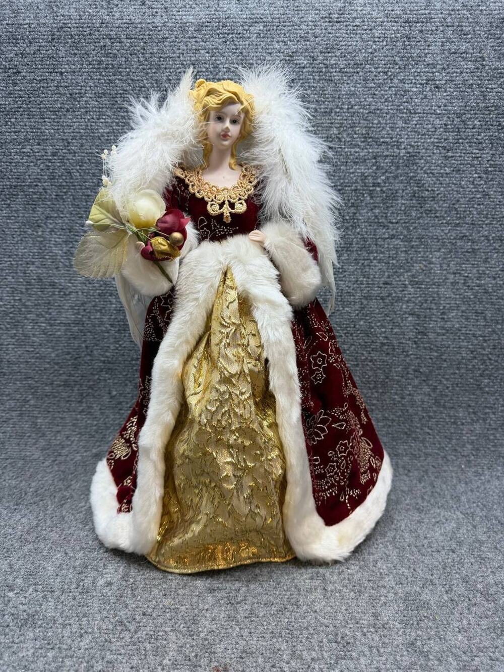 Kmart Christmas Angel Doll Burgundy Gold Dress Holiday Decor
